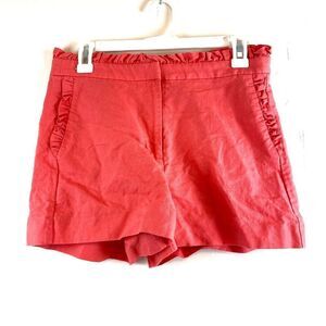 J Crew Shorts Womens Size 4 Linen Blend Ruffled Waist Pockets Pink